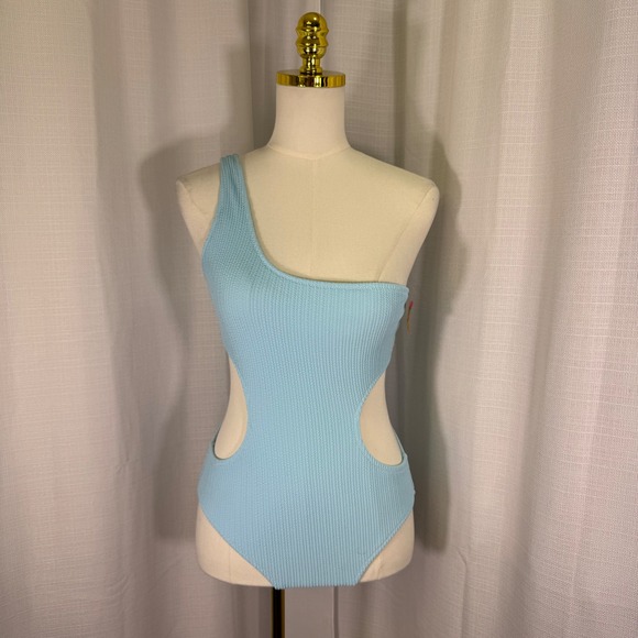 PINK Victoria's Secret Other - NEW PINK Victoria's Secret One Piece Swimsuit Women S Blue Cutout One Shoulder